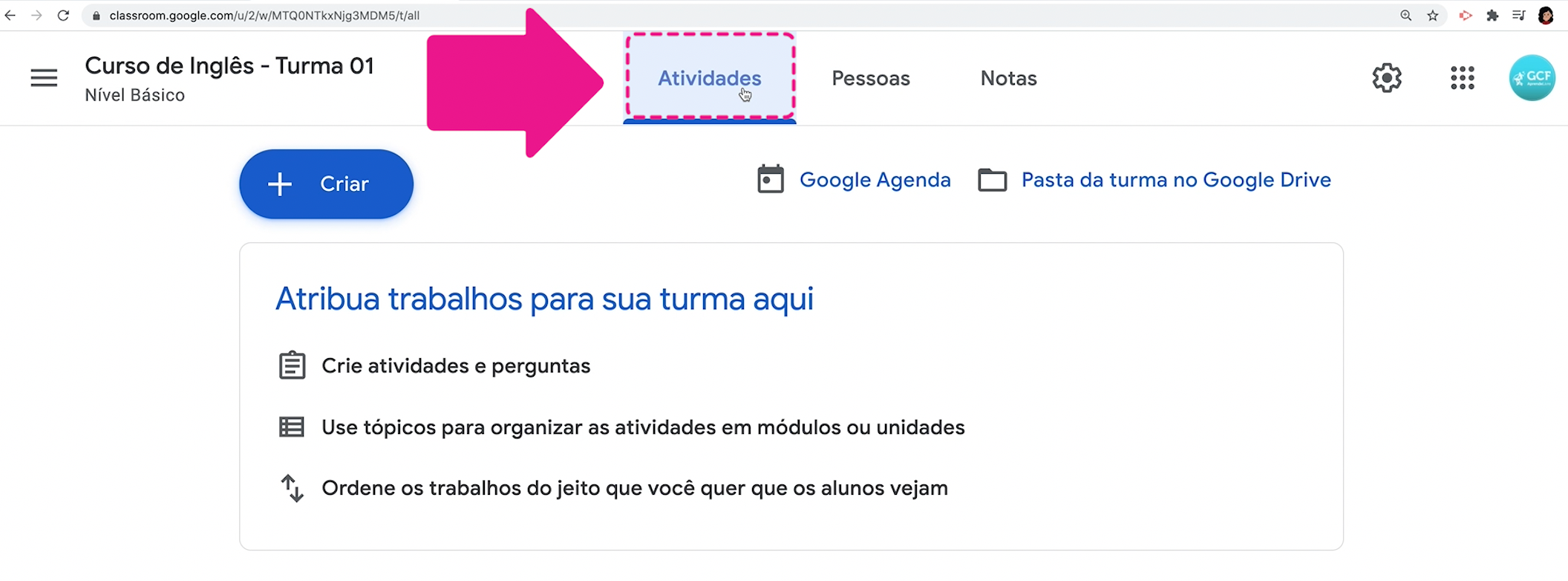 Para que serve a aba atividades do google sala de aula - imagem1